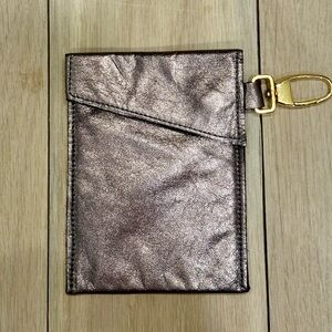 Avery Griffin Bronze Metallic Leather Card Pouch with Gold Clip